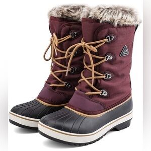 ALEADER Women's Warm Faux Fur Lined Mid Calf Winter Snow Boots, Burgundy 9